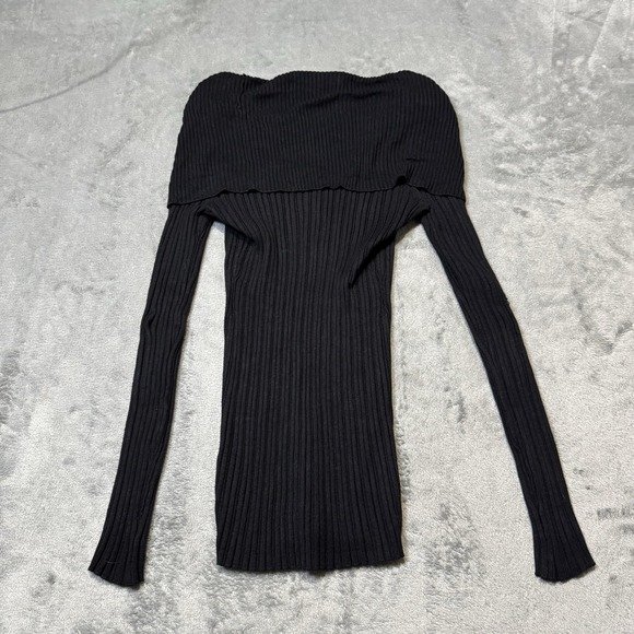 VTG Y2K Its Our Time Fully Ribbed Off The Shoulder Dress Size L Stretch Preppy - Picture 5 of 7